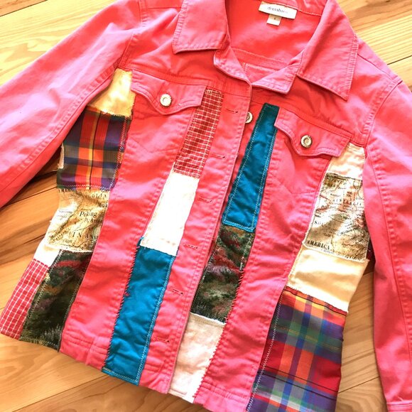 Upcycled Patchwork Jacket, Small: Handcrafted Boho Tattered Tiger Patch Blazer - Picture 8 of 8